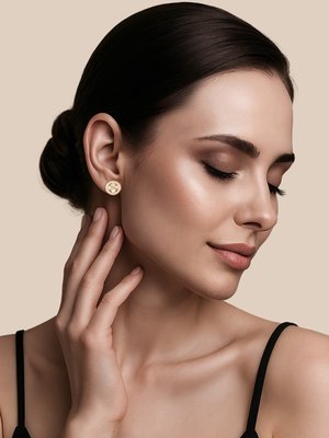 Серьги-пусеты из красного золота с фианитами 3