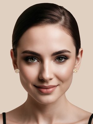 Серьги-пусеты из красного золота с фианитами 2