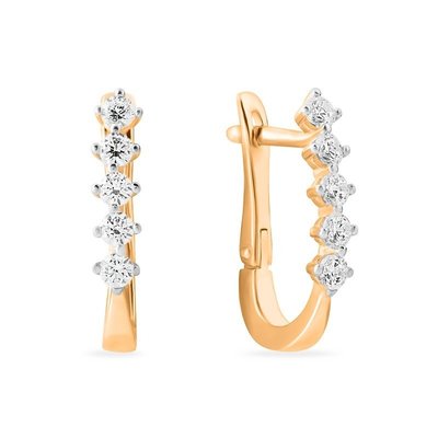 Серьги из красного золота с фианитами 1