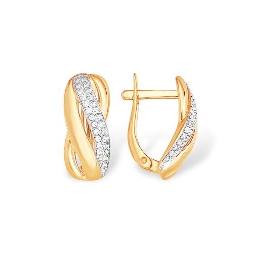 Серьги из красного золота с фианитами