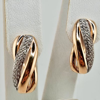 Серьги из красного золота с фианитами 2