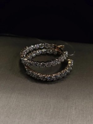 Серьги-кольца из красного золота с фианитами 3