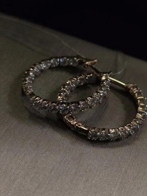 Серьги-кольца из красного золота с фианитами 4