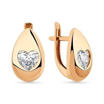 Серьги из красного золота с фианитом 2