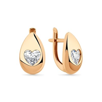 Серьги из красного золота с фианитом 1