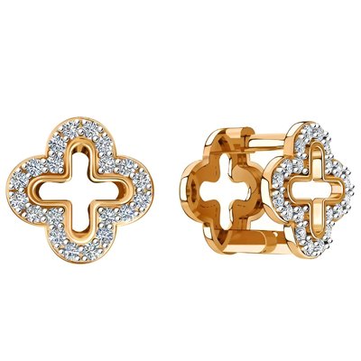 Серьги из красного золота с фианитами 1