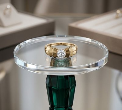 Кольцо из красного золота с фианитом 3