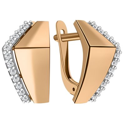 Серьги из красного золота с фианитами 2