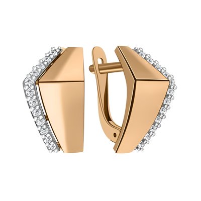 Серьги из красного золота с фианитами 1