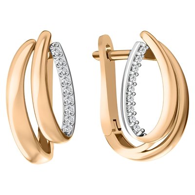 Серьги из красного золота с фианитами 1