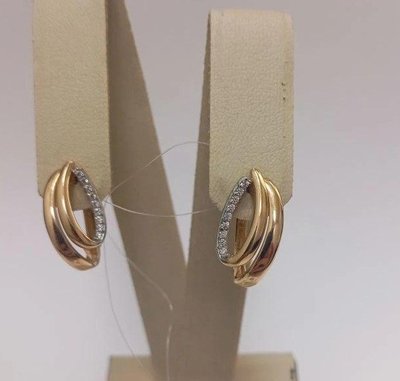 Серьги из красного золота с фианитами 3