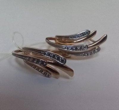 Серьги из красного золота с фианитами 4