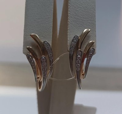 Серьги из красного золота с фианитами 2