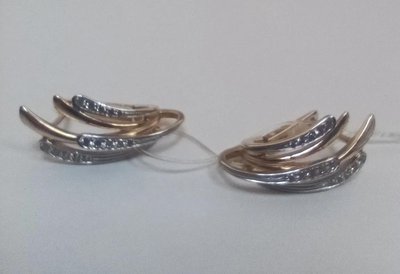 Серьги из красного золота с фианитами 5