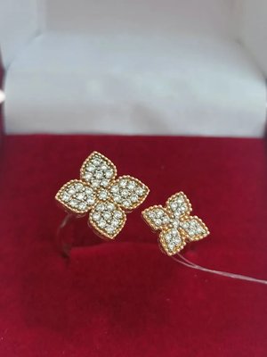 Кольцо из красного золота с фианитами 2