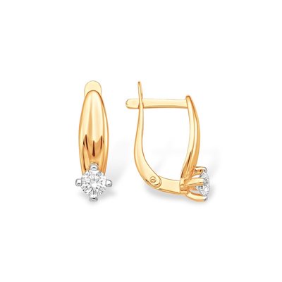 Серьги из красного золота с фианитом 1