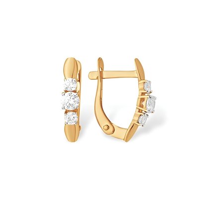 Серьги из красного золота с фианитами 1