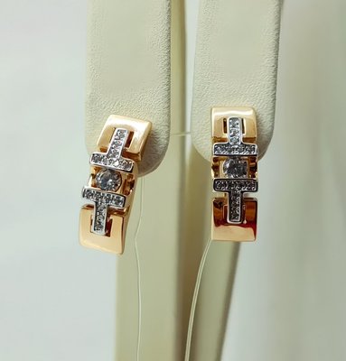 Серьги из красного золота с фианитами 2