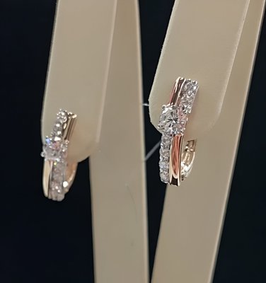 Серьги из красного золота с фианитами 2