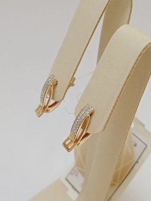 Серьги из красного золота с фианитами 2