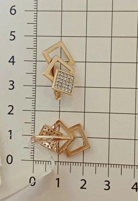 Серьги из красного золота с фианитами 6
