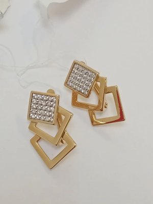 Серьги из красного золота с фианитами 3