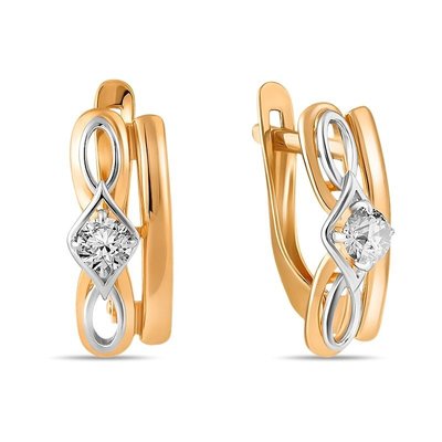 Серьги из красного золота с фианитами 1