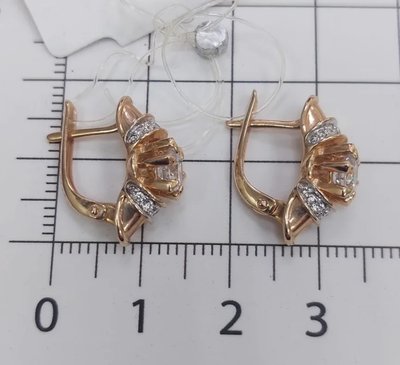Серьги из красного золота с фианитами 4