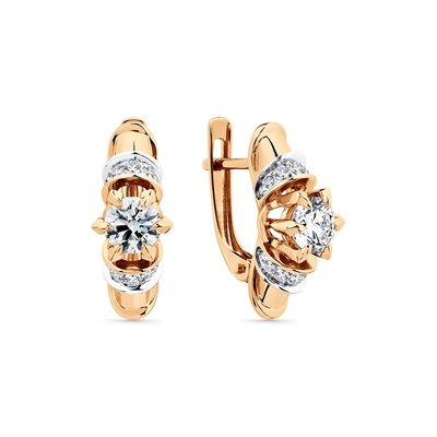Серьги из красного золота с фианитами 1