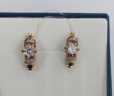 Серьги из красного золота с фианитами 2