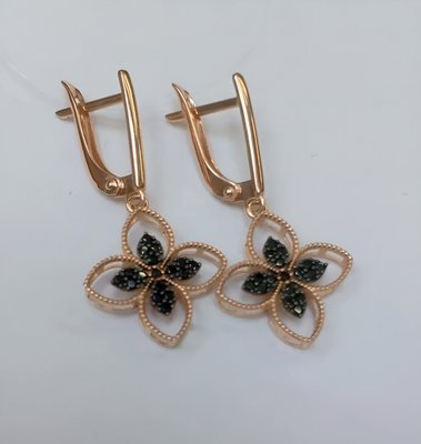 Серьги из красного золота с фианитами 2