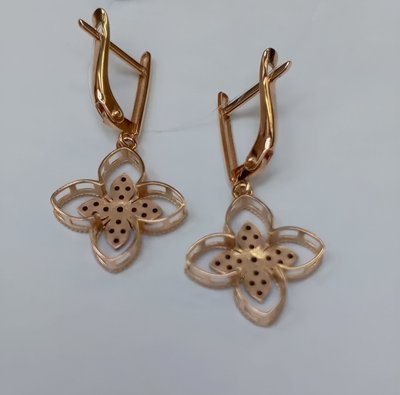 Серьги из красного золота с фианитами 3