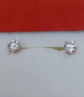 Серьги-пусеты из красного золота с фианитами 2