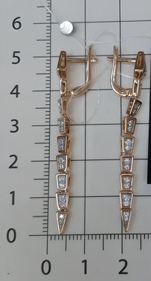 Серьги из красного золота с фианитами 5