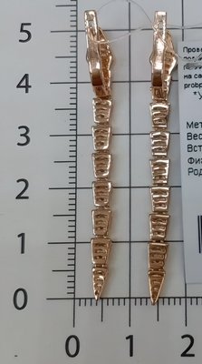 Серьги из красного золота с фианитами 6