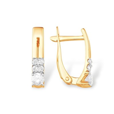 Серьги из красного золота с фианитами 1