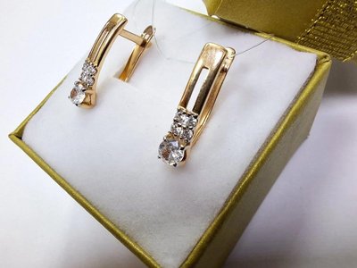 Серьги из красного золота с фианитами 2