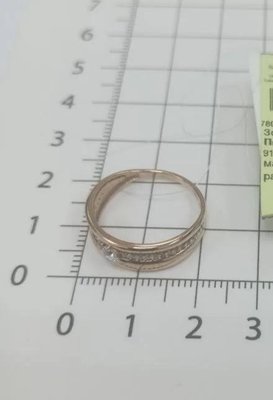 Кольцо из красного золота с фианитами 2