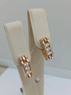 Серьги из красного золота с бриллианитами 3