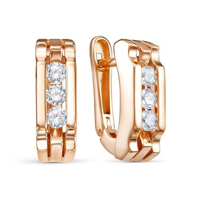 Серьги из красного золота с бриллианитами 1
