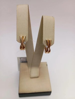Серьги из красного золота с фианитами 2