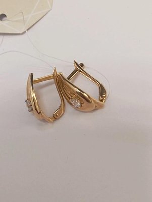 Серьги из красного золота с фианитами 3