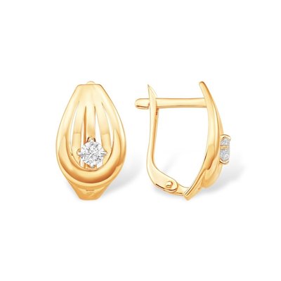 Серьги из красного золота с фианитами 1