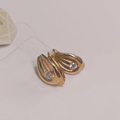 Серьги из красного золота с фианитами 2