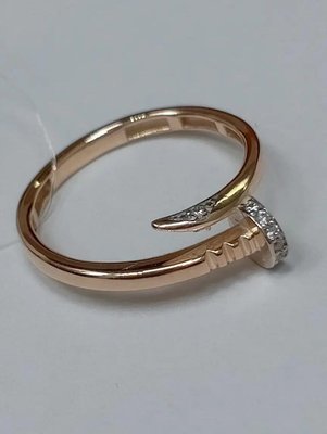 Кольцо «Гвоздь» из красного золота с фианитами 2