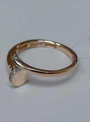 Кольцо «Гвоздь» из красного золота с фианитами 4