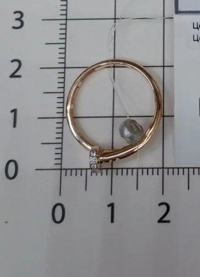 Кольцо «Гвоздь» из красного золота с фианитами 5