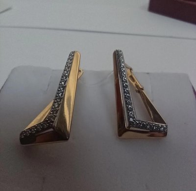 Серьги из красного золота с фианитами 2