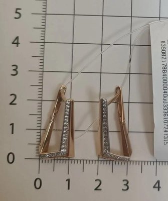 Серьги из красного золота с фианитами 4