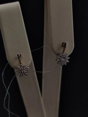 Серьги из красного золота с фианитами 2